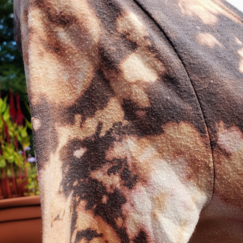 Tee Long Sleeved Tie Dye Grey Cream Sz M Bleach Reverse - Picture 11 of 12